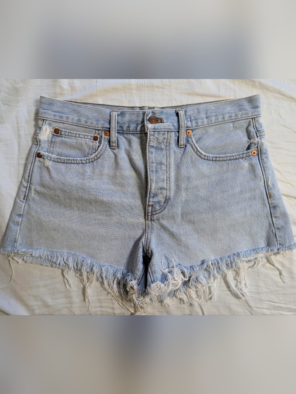 Madewell Light Wash Frayed Denim Shorts